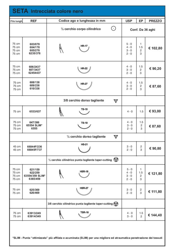 AGHI ASSUT SETA 3/0 36 AGHI HSR 27MM 1/2 CERCH.TAGL.TAPERCUT 01625/369 - immagine 2